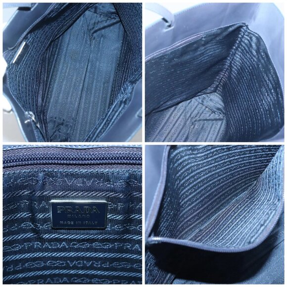 PRADA Hand Bag Enamel Navy Silver Auth bs25904 - Picture 15 of 16
